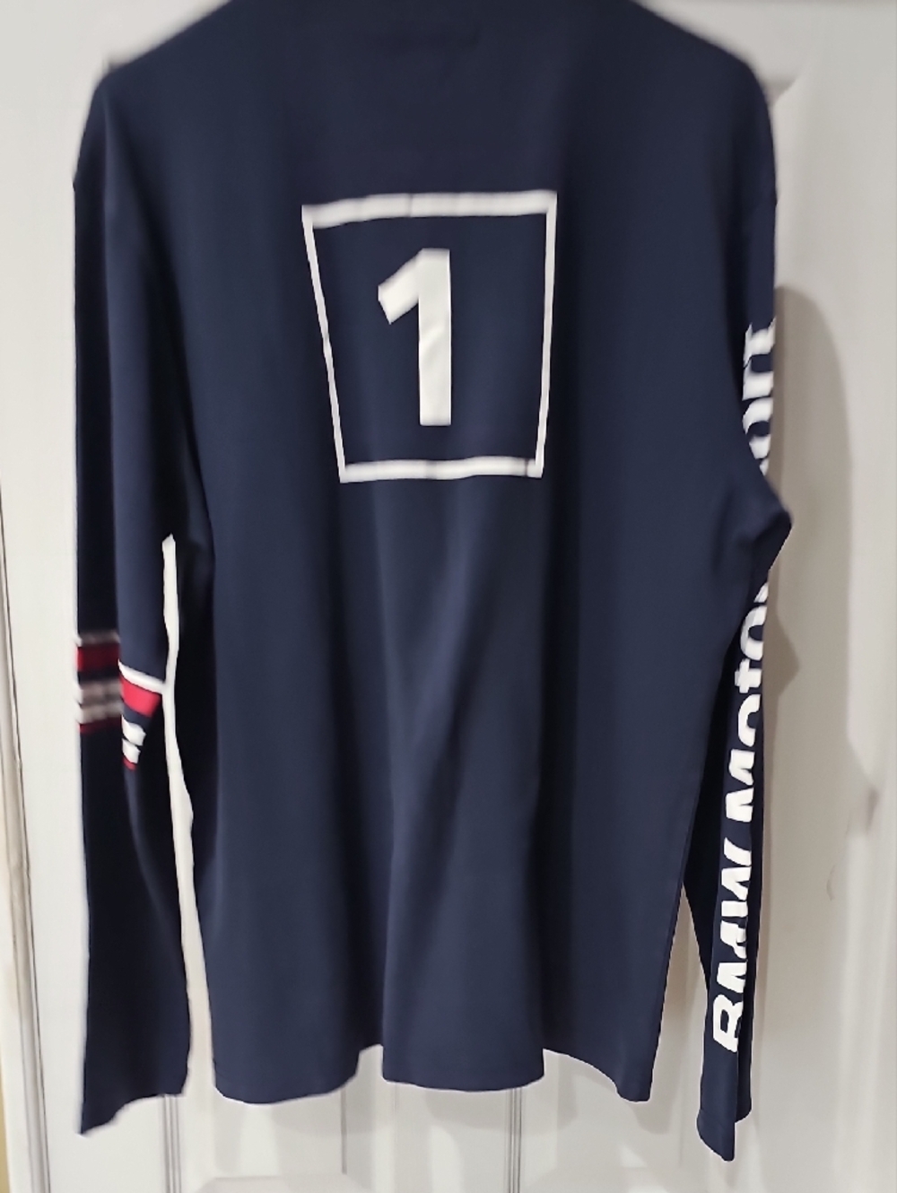 BMW Navy Blue Long Sleeve Logo Shirt with Red Stripe Accent - Picture 6 of 8
